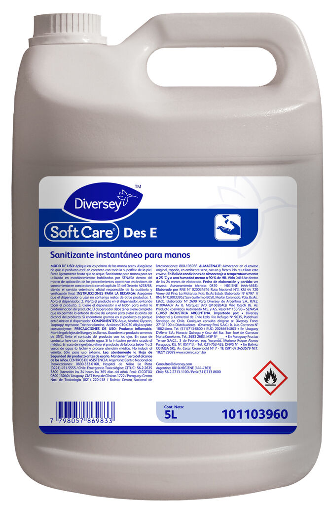 SOFTCARE DES-E 4x5L - GEL DESINFECTANTE PARA MANOS BASE ALCOHOL
